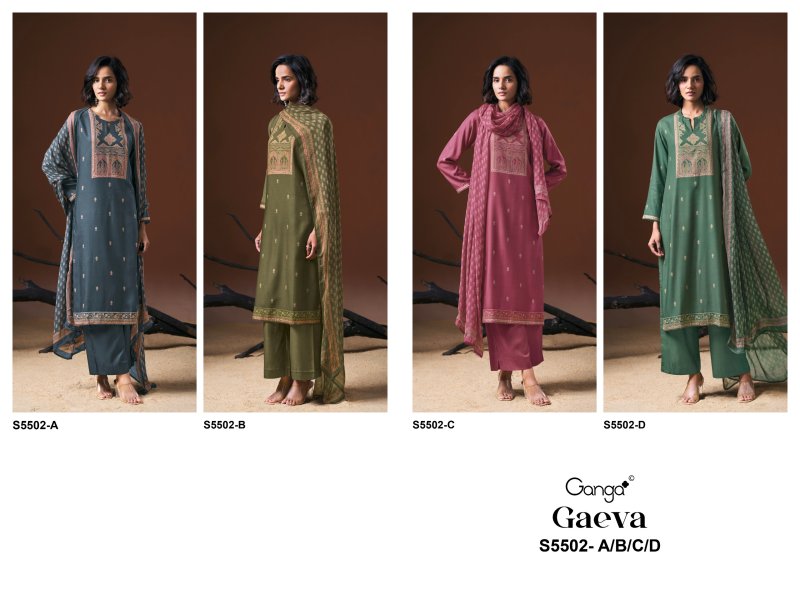 Gaeva 5502 By Ganga Wool Pashmina Dress Material