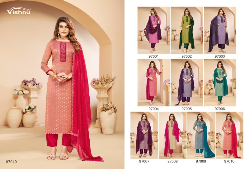 Tanaya By Vishnu Nc Moss Butti Dress Material