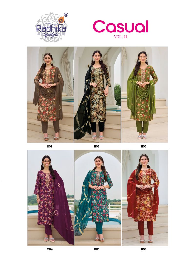 Casual Vol 11 By Radhika Rayon Kurti With Bottom Dupatta