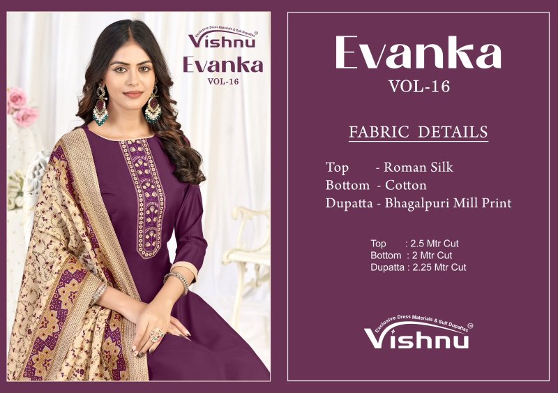Evanka Vol 16 By Vishnu Roman Silk Dress Material