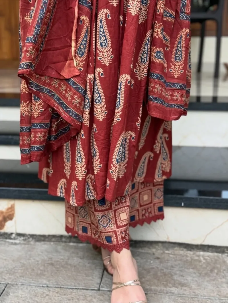 Dhruvi 530 Viscose Anarkali Printed Kurti With Bottom Dupatta