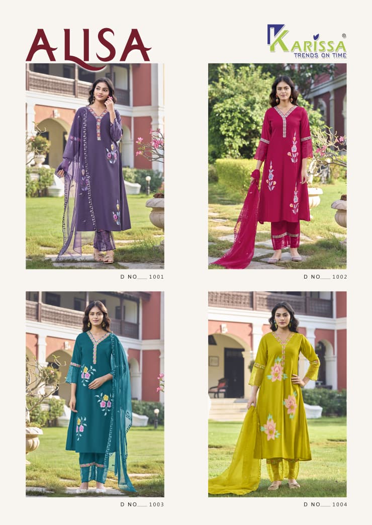 Alisa By Karissa Viscose Roman Kurti With Bottom Dupatta