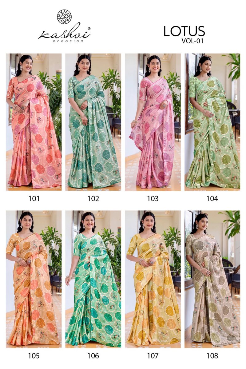 Aarushi Vol 1 By Kashvi Siya Silk Foil Printed Fancy Saree