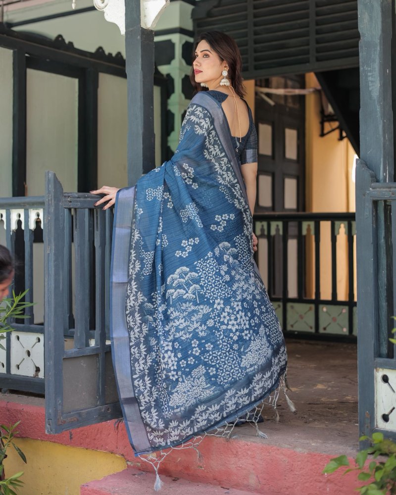 Linen 153 By Almaari Soft Linen Printed Saree Wholesale Clothing ...
