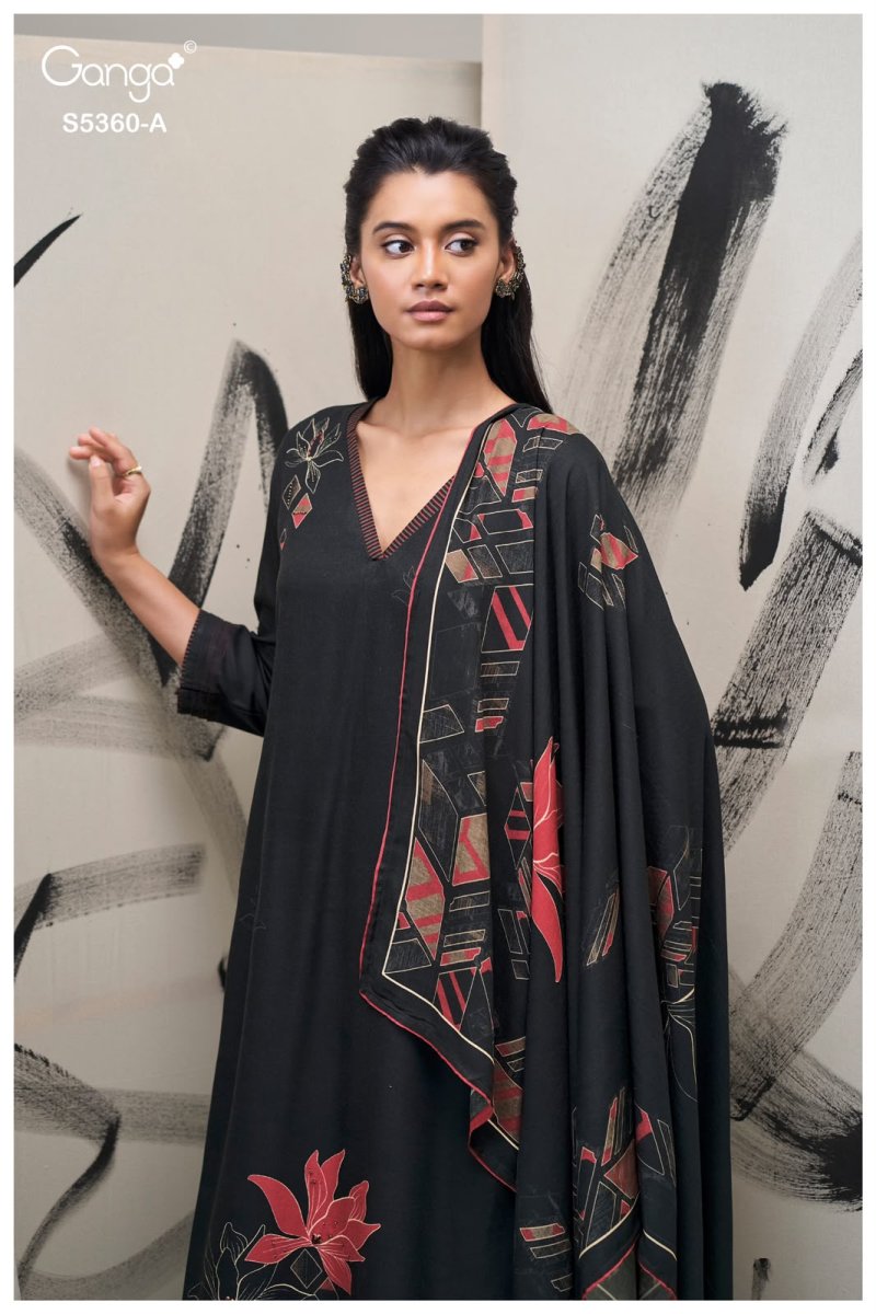 Berylia 5360 By Ganga Wool Pashmina Printed Dress Material
