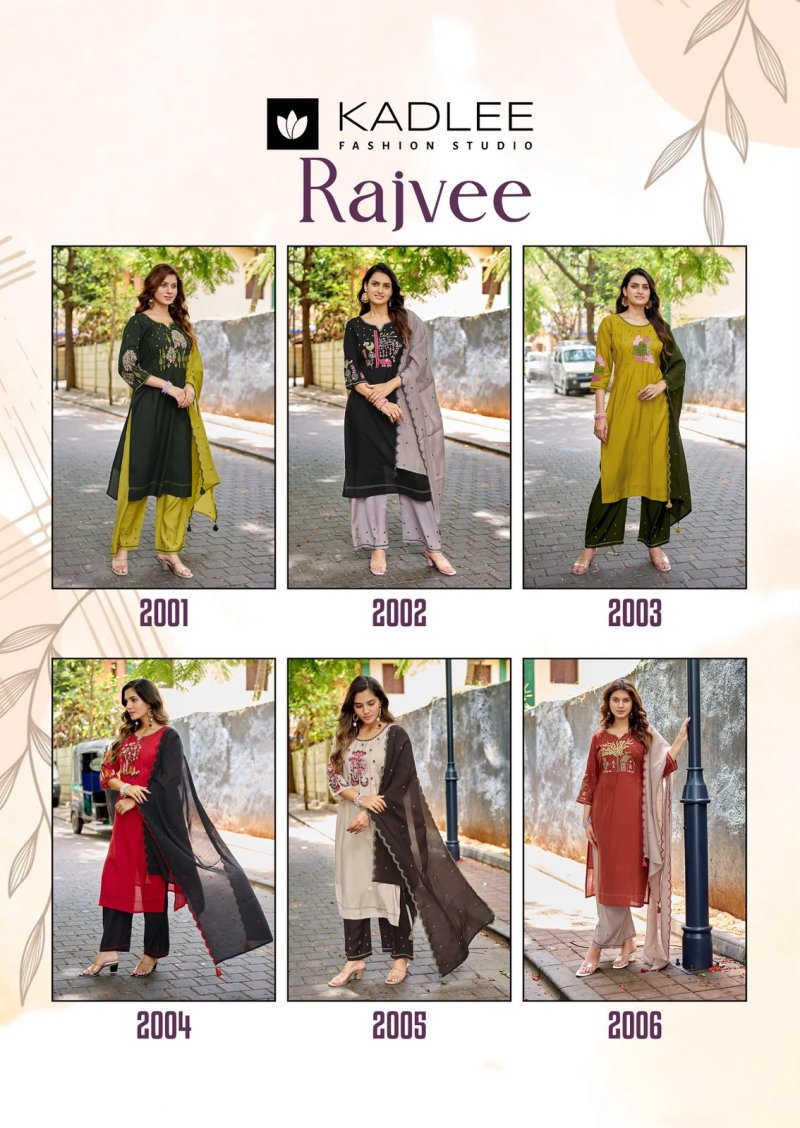 Rajvee By Kadlee Roman Silk Kurti With Bottom Dupatta 