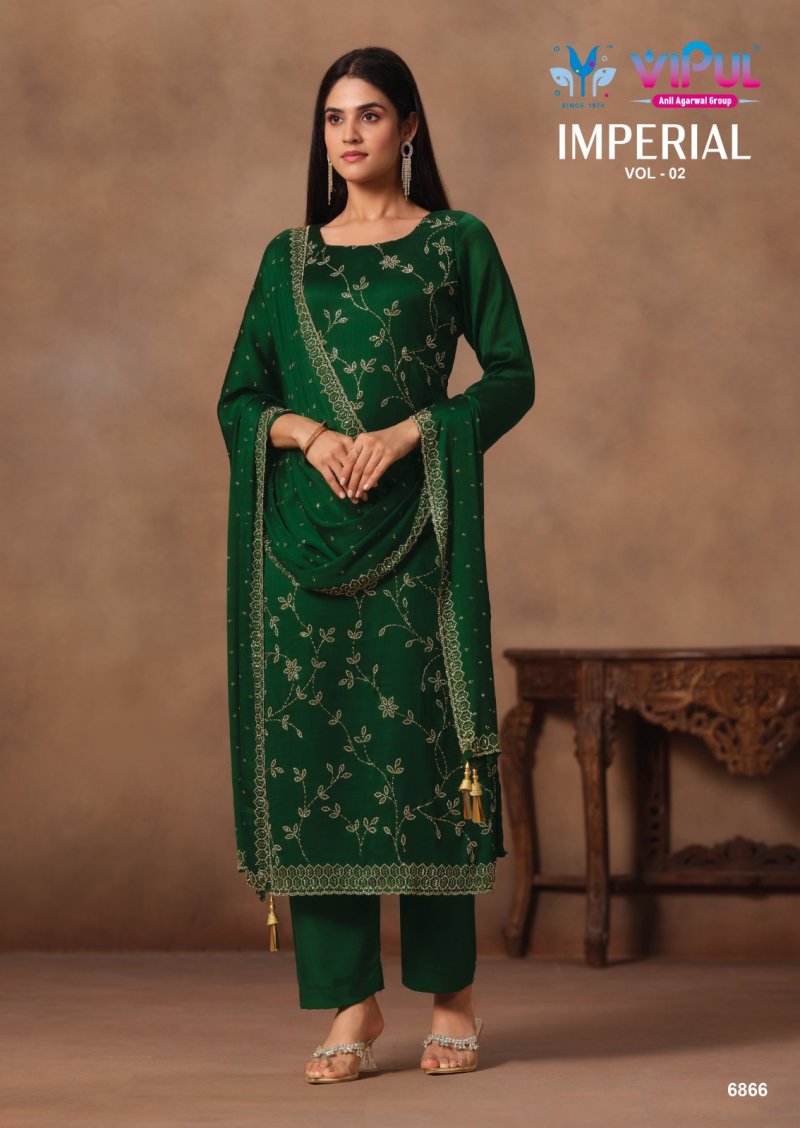Imperial Vol 2 By Vipul Satin Chiffon Designer Salwar Suits
