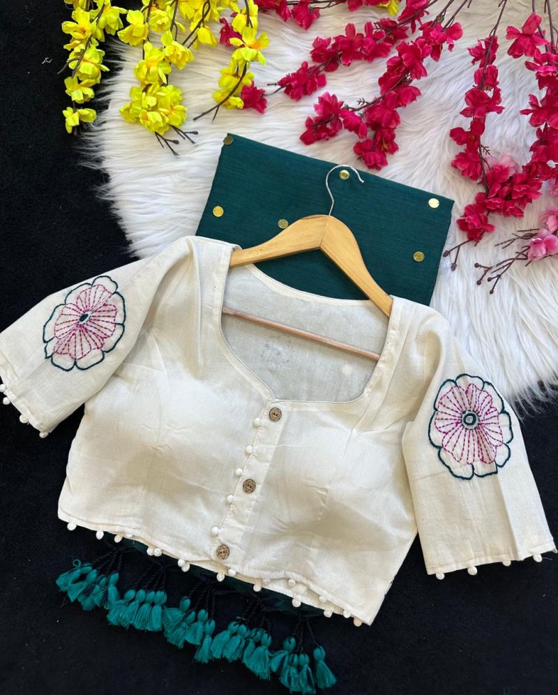 Khadi Vol 60 Khadi Cotton Saree With Cotton Embroidery Blouse