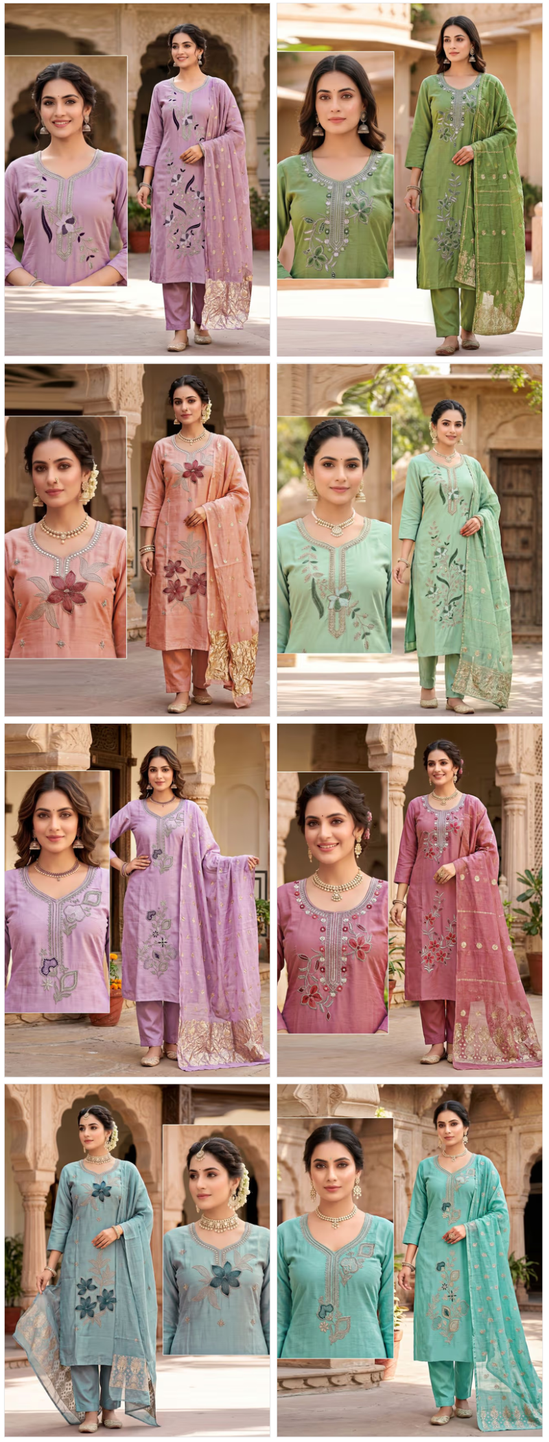 Chiku Combo Mul Chanderi Beads Worked Kurti Set