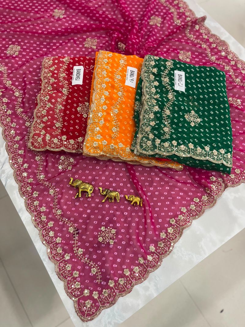 Bandhej Vol 1 By Sw Georgette Bandhani Printed Designer Saree