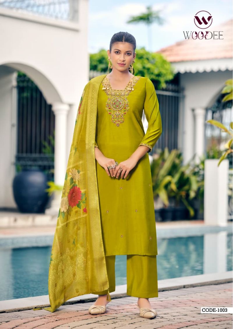 Devika By Woodee Viscose Roman Kurti With Bottom Dupatta