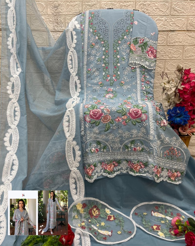 Adan Inlay Premium 25 By Deepsy Pure Cotton Embroidery Work Top With ...