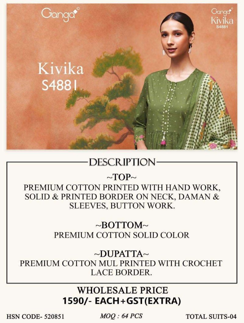 Kivika 4881 By Ganga Cotton Printed Salwar Kameez