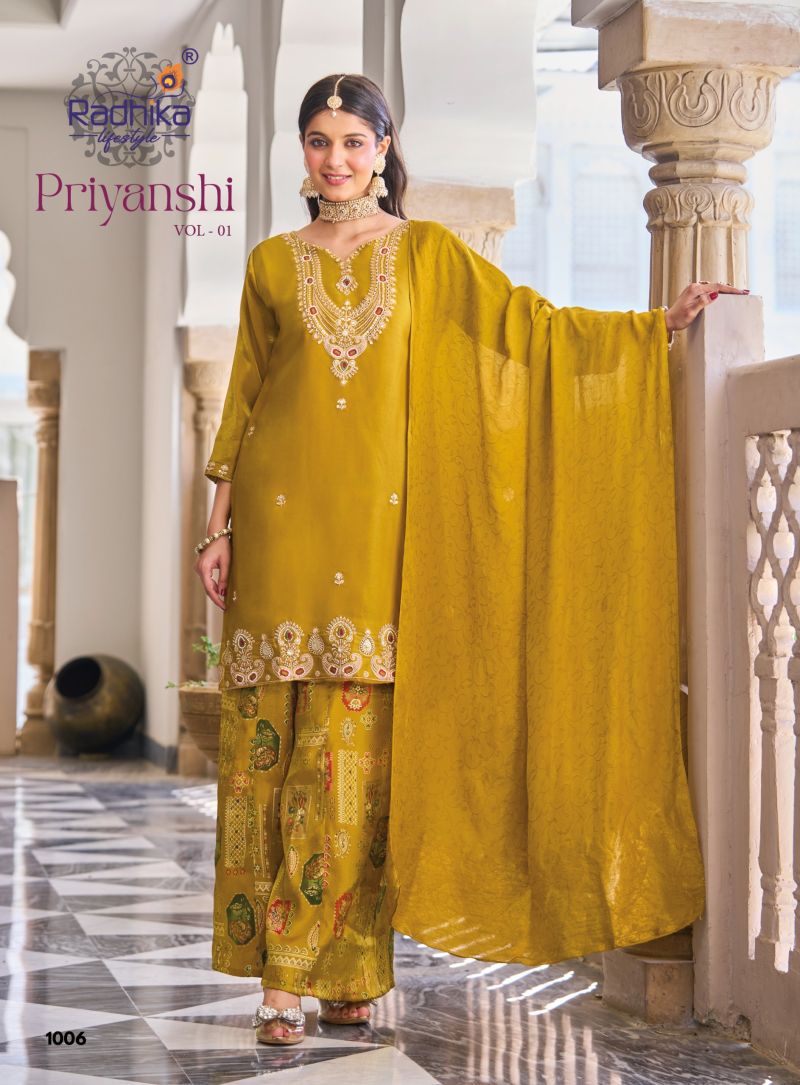 Priyanshi Vol 1 By Radhika Roman Glass Kurti With Bottom Dupatta 