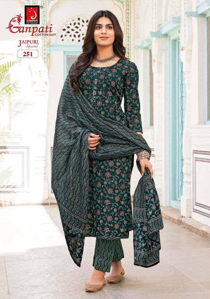 white christmas dresses Green Printed Pure Cotton Dress Material