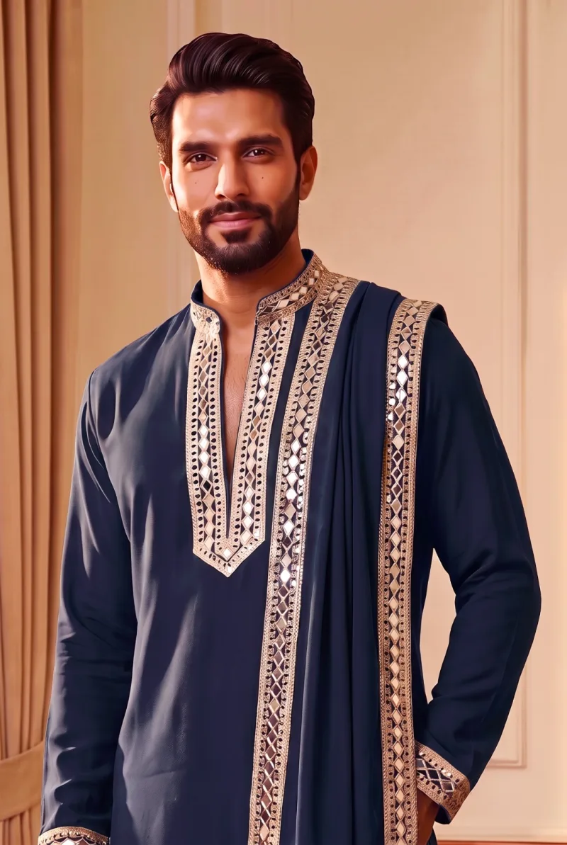 Outluk Wedding Vol 52 Heavy Lachaka Mens Kurta Pajama With Dupatta 