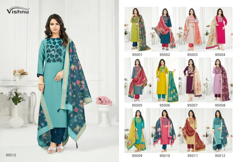 Kajal By Vishnu Vetican Silk Dress Material