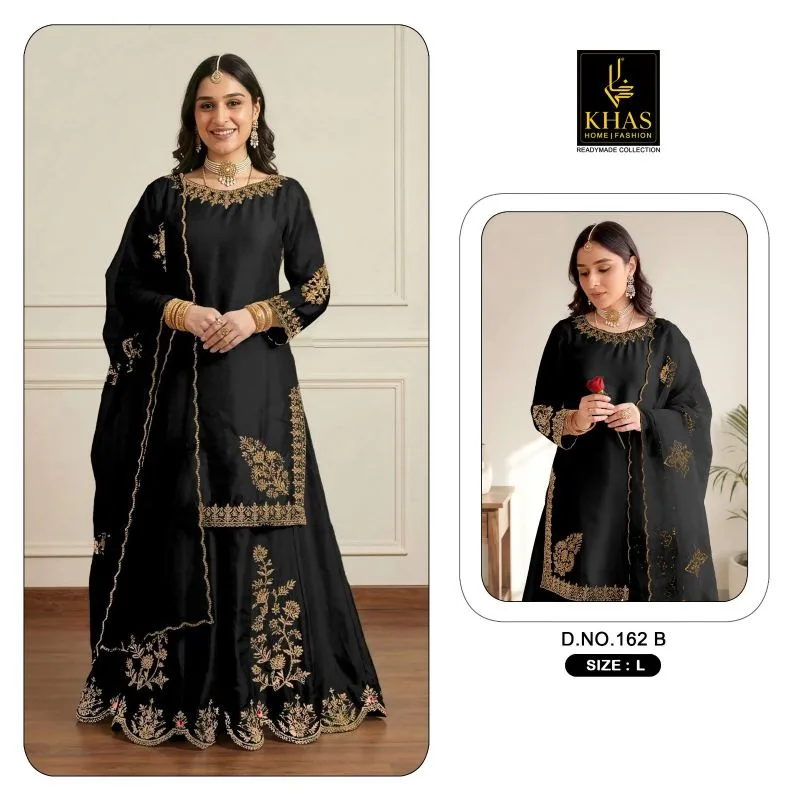 Khas 162 A To C Satin Embroidery Salwar Kameez 