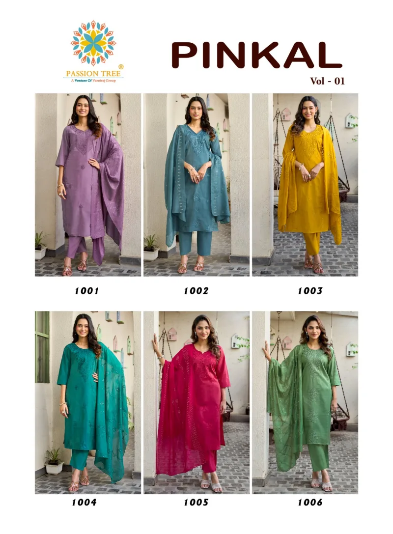 Pinkal Vol 1 By Passion Tree Roman Shimmer Kurti With Bottom Dupatta