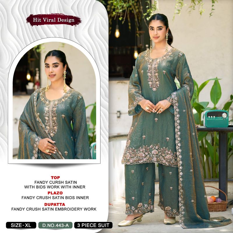 Khas 443 A To D Fandy Crush Satin Readymade Pakistani Suits