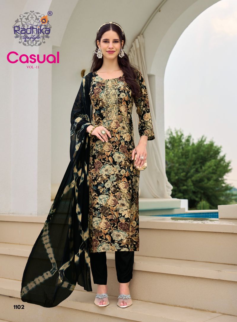 Casual Vol 11 By Radhika Rayon Kurti With Bottom Dupatta