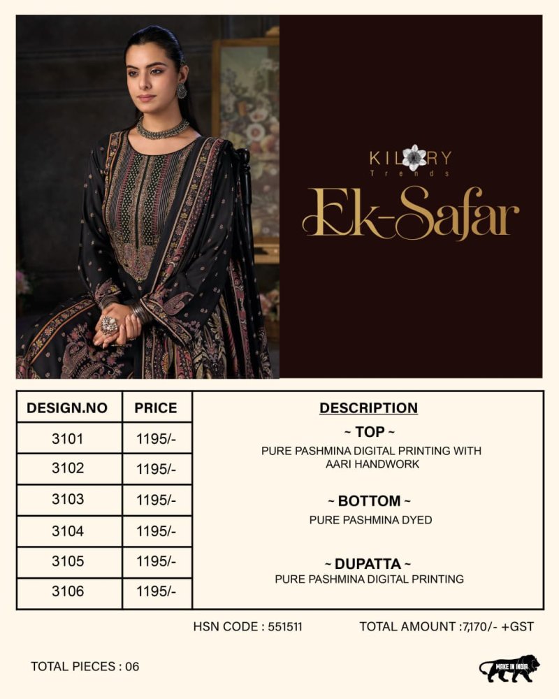 Ek Safar By Kilory Viscose Pashmina Dress Material