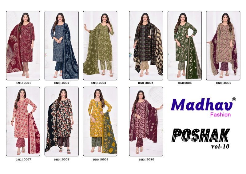 Poshak Vol 10 By Madhav Cotton Printed Dress Material 