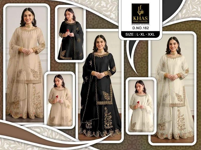 Khas 162 A To C Satin Embroidery Salwar Kameez 