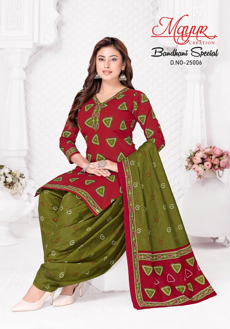 white christmas dresses Rama Blue Bandhani Printed Pure Cotton Dress Material main image 1