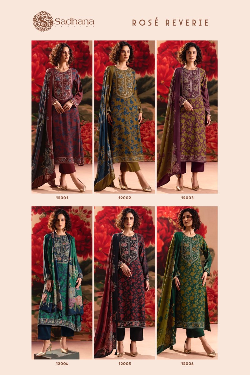 Rose Reverie By Sadhana Viscos Pashmina Dress Material