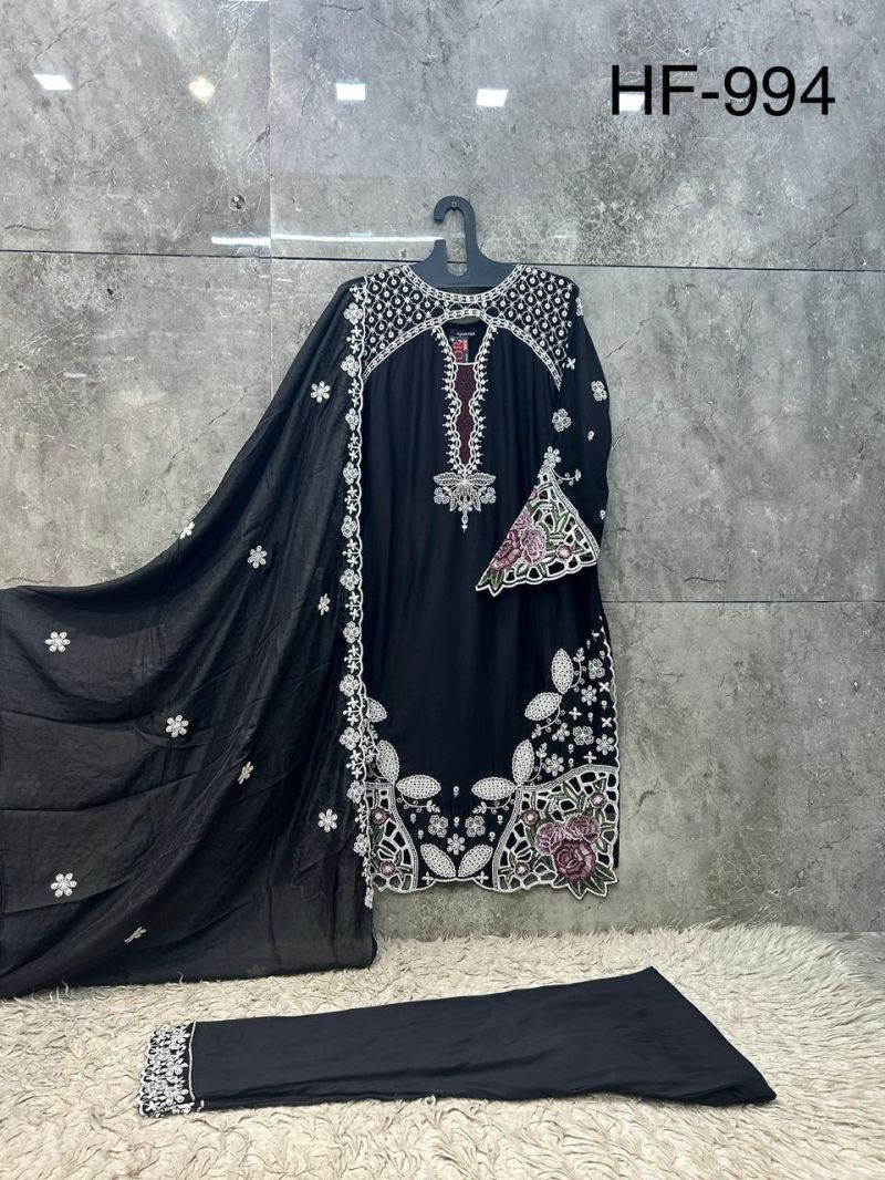 Hoor Tex 994 A To D Rayon Satin Embroidered Salwar Kameez