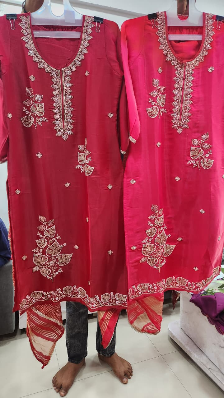 1782 By Ossm Style Mal Roman Silk Kurtis Set Size Combo