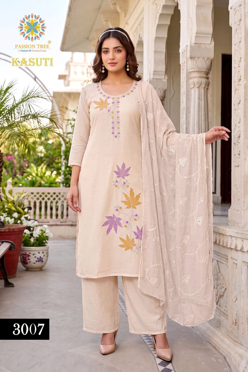 Kasuti Vol 3 By Passion Tree Mal Chanderi Kurti With Bottom Dupatta