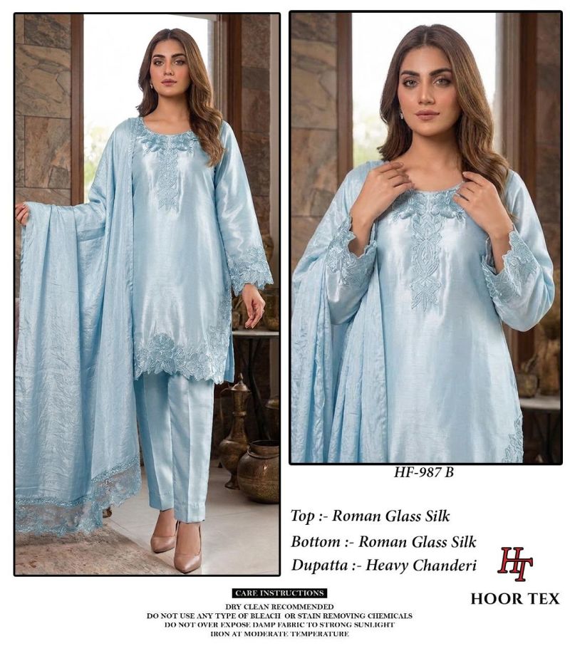987 A To D By Hoor Tex Roman Glass Silk Salwar Kameez 