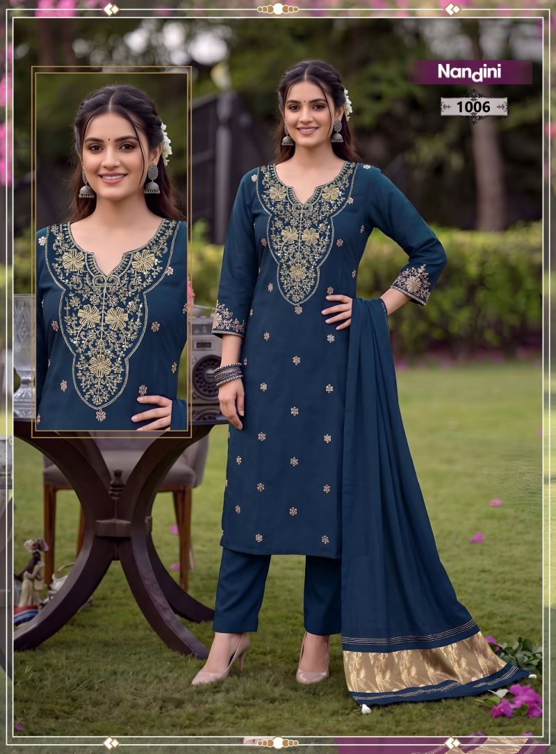 Nandini Vol 1 Roman Silk Kurti With Bottom Dupatta 