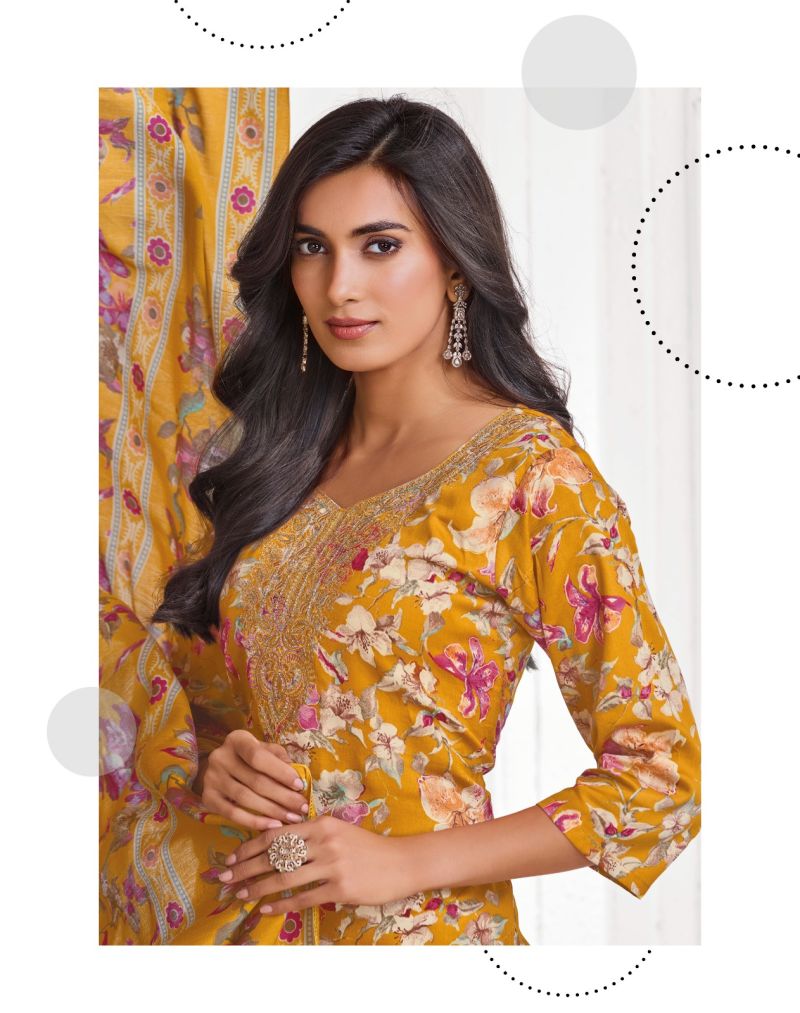 Parker Vol 3 By Radhika Jam Foil Print Kurti With Bottom Dupatta