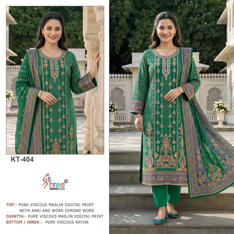 Kt 404 By Shree Viscose Maslin Salwar Kameez 