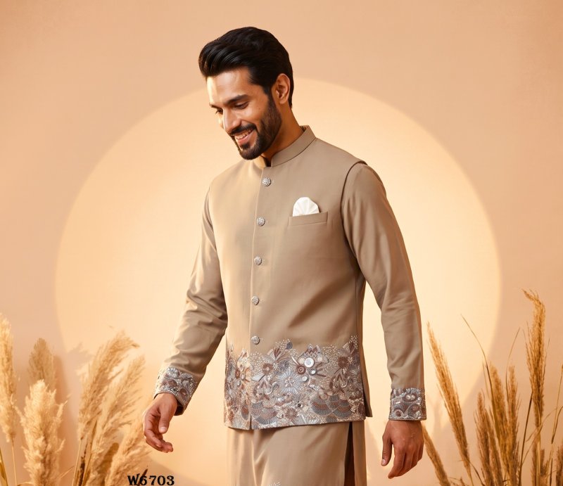 Outluk Wedding Vol 67 Soft Silk Modi Jacket Kurta Pajama