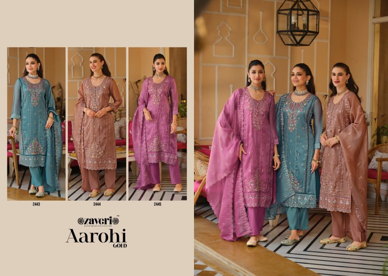 Aarohi Gold By Zaveri Simar Emboidery Readymade Suits