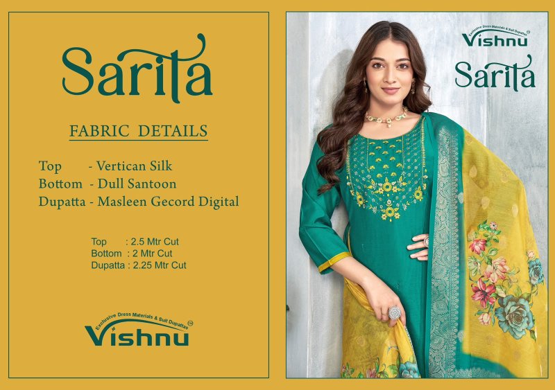 Sarita By Vishnu Vertican Silk Dress Material 