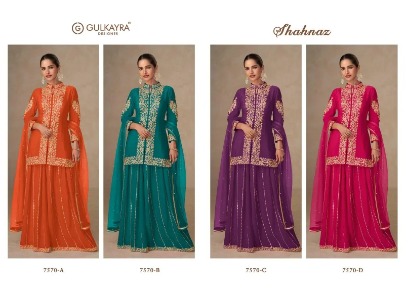 Shahnaz By Gulkayra Real Chinon Embroidery Readymade Suits