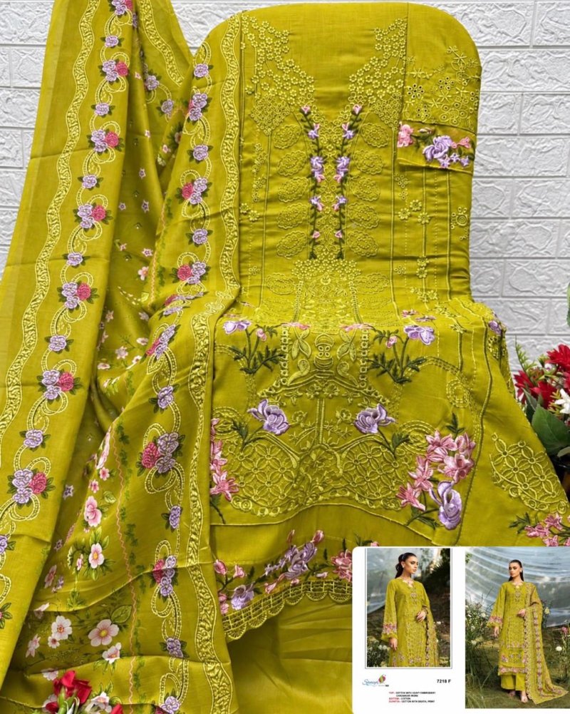 7218 E To H By Saniya Cotton Chikankari Pakistani Salwar Suits 