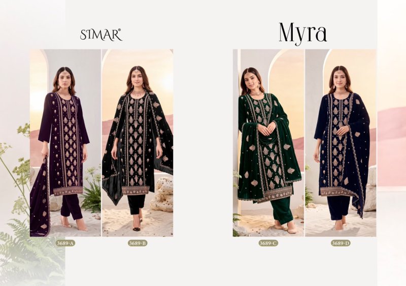 Myra By Glossy Simar Velvet Dress Materials 