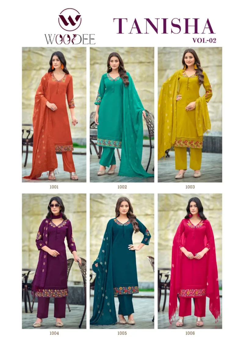 Tanisha Vol 2 By Woodee Viscose Gadhwal Kurti With Bottom Dupatta