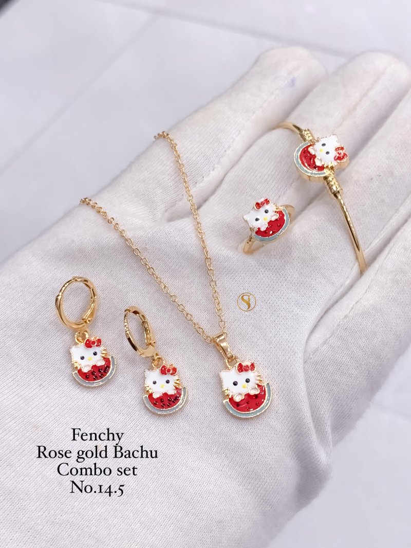 Fancy Designer Kids Wear Rose Gold Bachu Combo Set - The Ethnic World