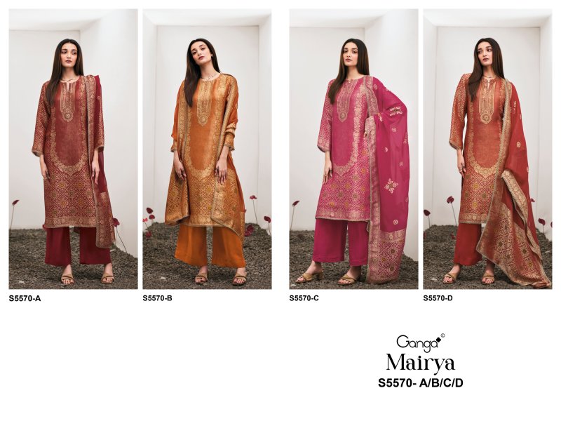 Mairya 5570 By Ganga Bemberg Giraffe Silk Salwar Kameez 
