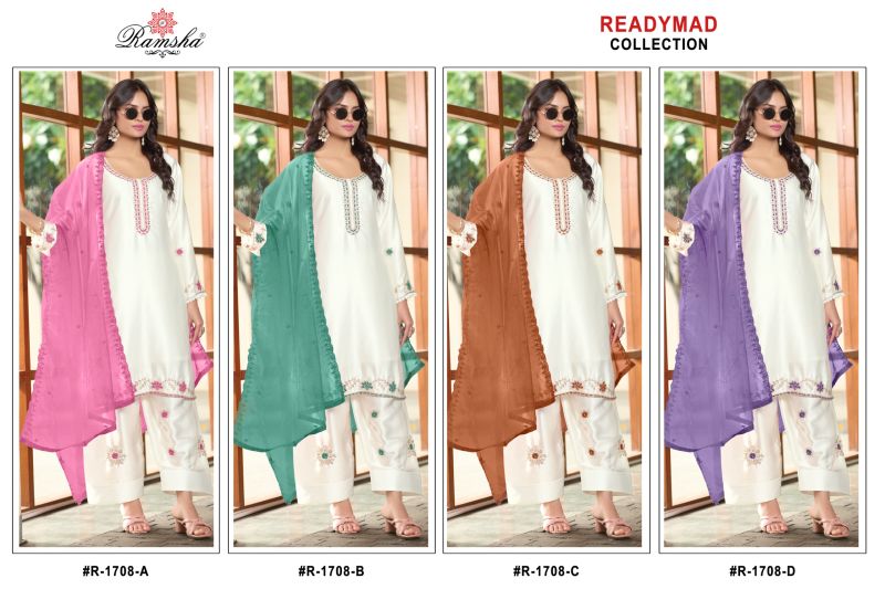 R 1708 By Ramsha New Colors Satin Farshi Salwar Kameez