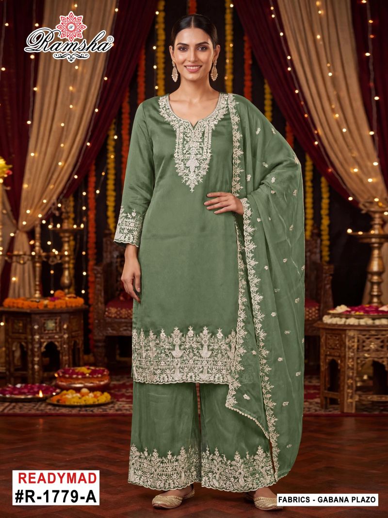 R 1779 A To D By Ramsha Gabana Zari Readymade Pakistani Suits 