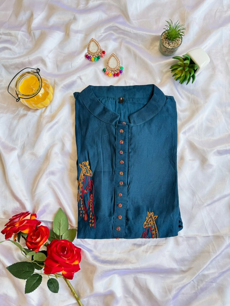 Mann Designer Handwork Cotton Short Kurti With Bottom Wholesale Price ...