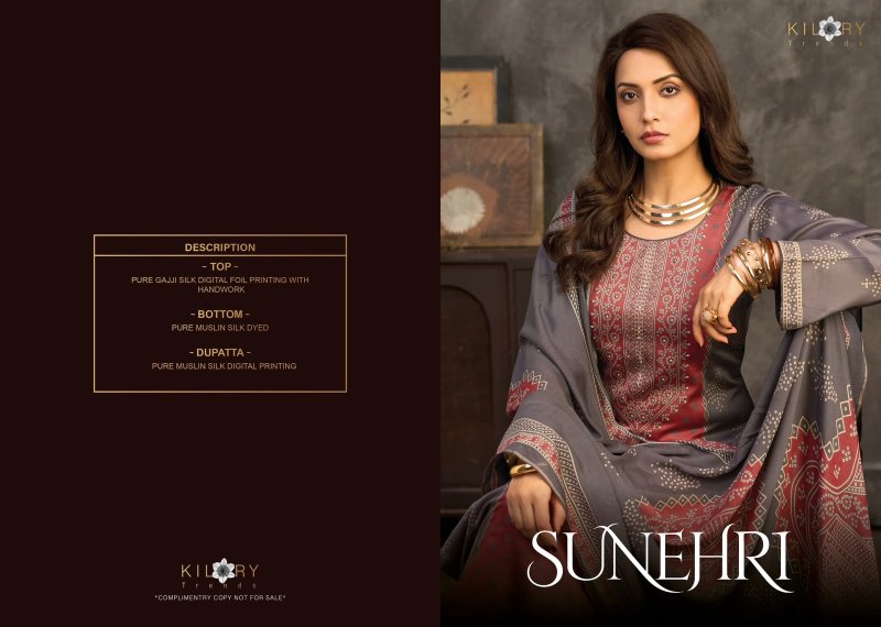 Sunehri By Kilory Gajji Silk Printed Handwork Dress Materials